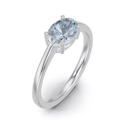 Oval Aquamarine East-West Ring