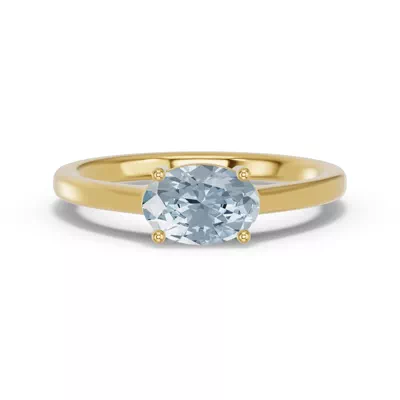 Oval Aquamarine East-West Ring