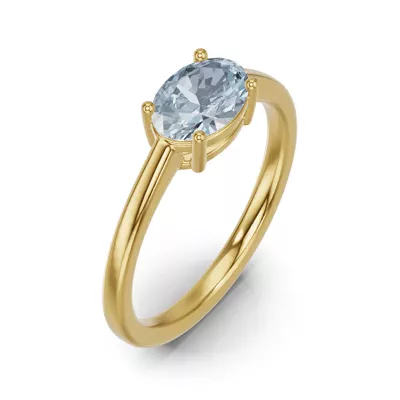 Oval Aquamarine East-West Ring