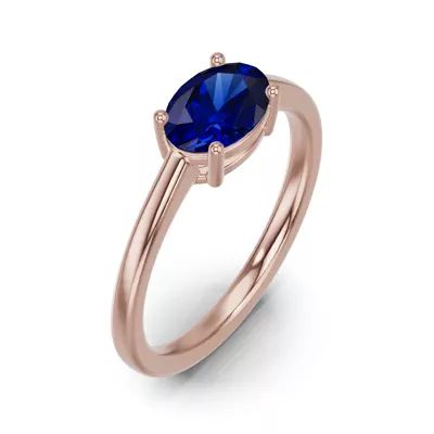 Oval Sapphire East-West Ring