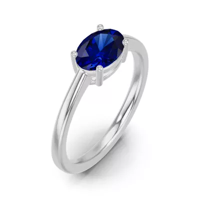 Oval Sapphire East-West Ring