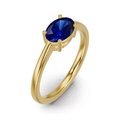 Oval Sapphire East-West Ring