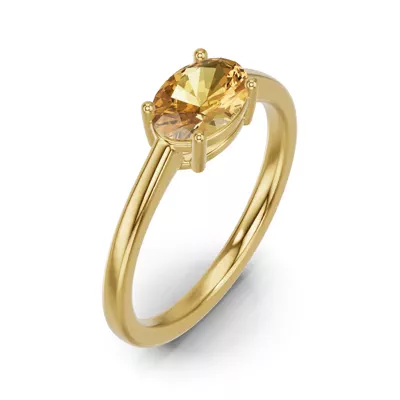 Oval Citrine East-West Ring