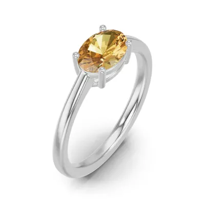Oval Citrine East-West Silver Ring