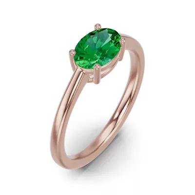 Oval Emerald East-West Ring
