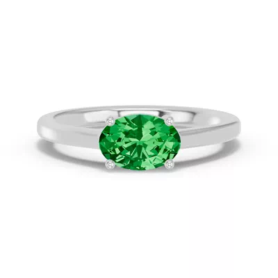 Oval Emerald East-West Ring