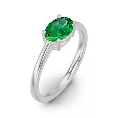 Oval Emerald East-West Ring