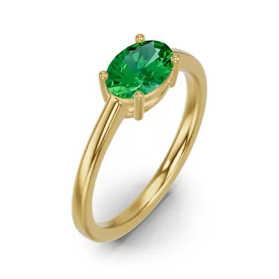 Oval Emerald East-West Ring