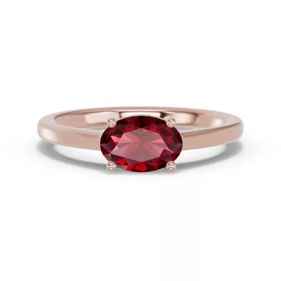 Oval Garnet East-West Ring