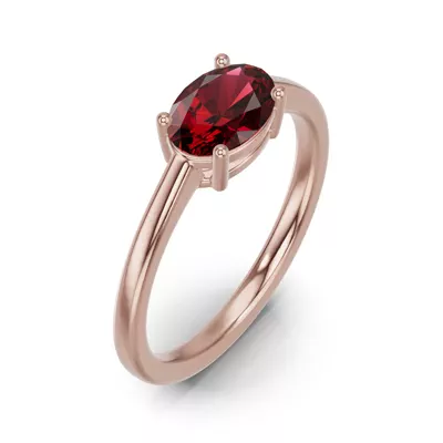 Oval Garnet East-West Ring