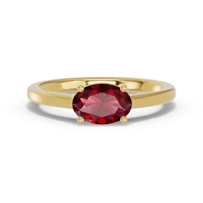 Oval Garnet East-West Ring