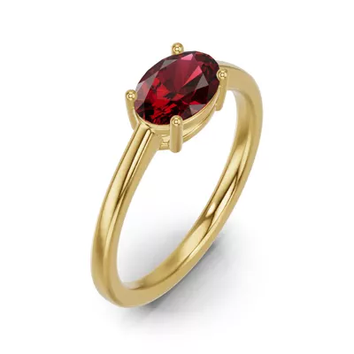 Oval Garnet East-West Ring