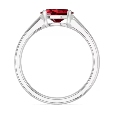 Oval Garnet East-West Silver Ring