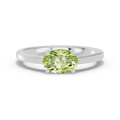 Oval Peridot East-West Silver Ring