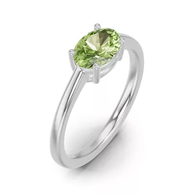 Oval Peridot East-West Silver Ring