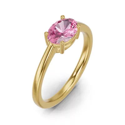 Oval Pink Tourmaline East-West Ring