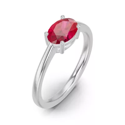 Oval Ruby East-West Ring