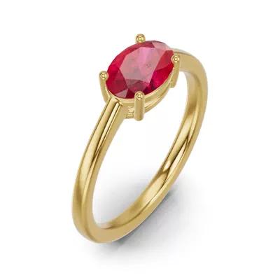 Oval Ruby East-West Ring