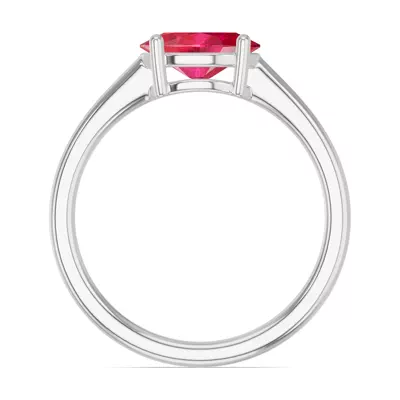Oval Ruby East-West Silver Ring