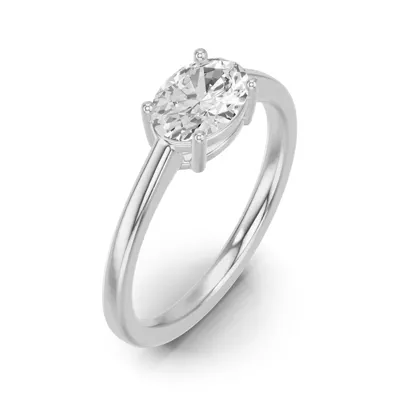 Oval Lab Diamond East-West Silver Ring