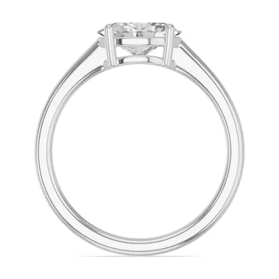Oval Lab Diamond East-West Silver Ring