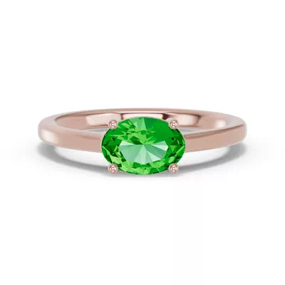 Oval Tsavorite East-West Ring