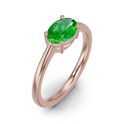 Oval Tsavorite East-West Ring