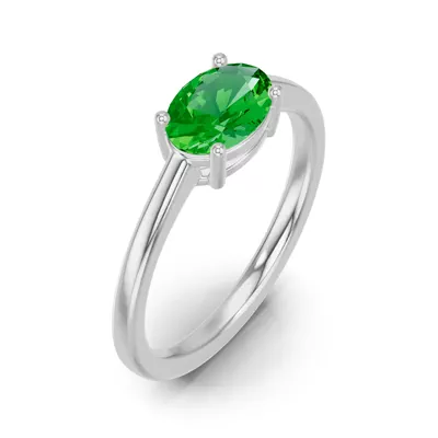 Oval Tsavorite East-West Ring