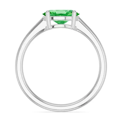 Oval Tsavorite East-West Silver Ring