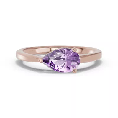 Pear-Shaped Amethyst East-West Ring