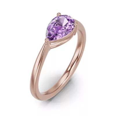 Pear-Shaped Amethyst East-West Ring