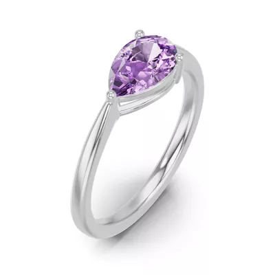 Pear-Shaped Amethyst East-West Ring