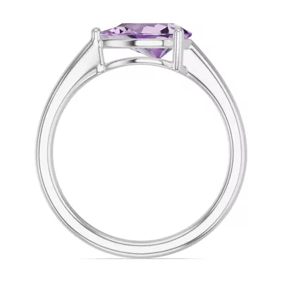 Pear-Shaped Amethyst East-West Ring