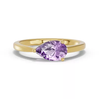 Pear-Shaped Amethyst East-West Ring