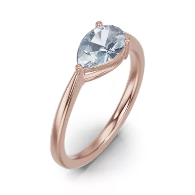 Pear-Shaped Aquamarine East-West Ring