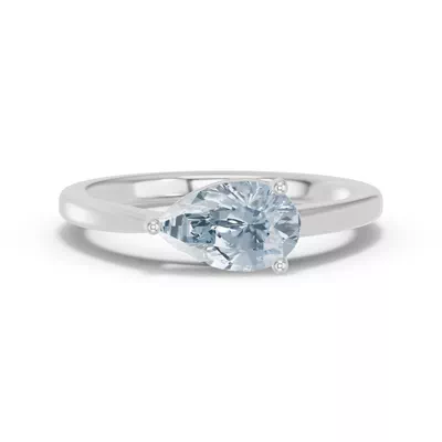 Pear-Shaped Aquamarine East-West Ring