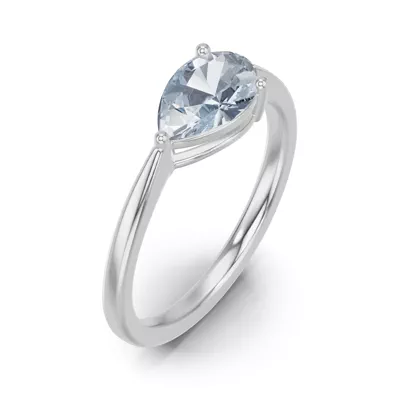 Pear-Shaped Aquamarine East-West Ring