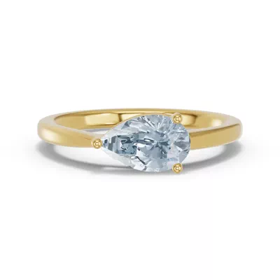 Pear-Shaped Aquamarine East-West Ring