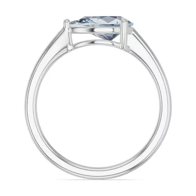 Pear-Shaped Aquamarine East-West Silver Ring