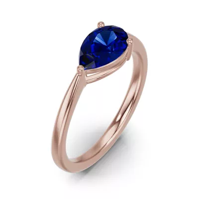 Pear-Shaped Sapphire East-West Ring