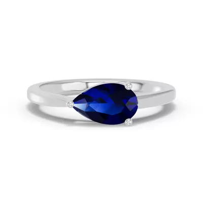 Pear-Shaped Sapphire East-West Ring