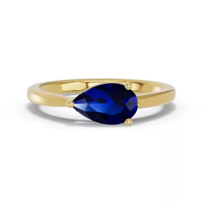 Pear-Shaped Sapphire East-West Ring