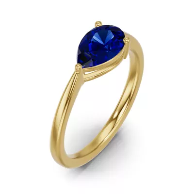 Pear-Shaped Sapphire East-West Ring