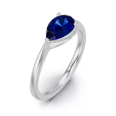 Pear-Shaped Sapphire East-West Silver Ring