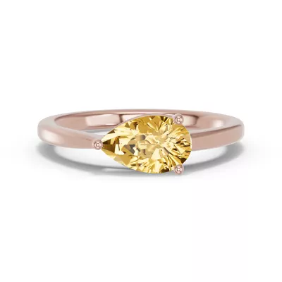 Pear-Shaped Citrine East-West Ring