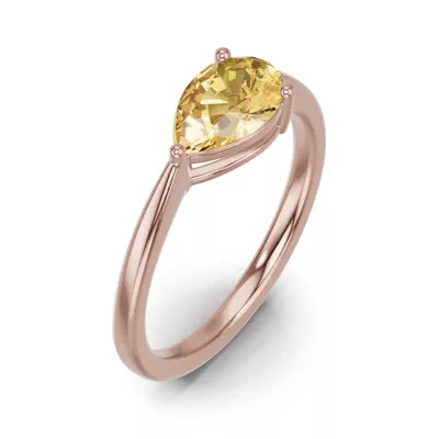 Pear-Shaped Citrine East-West Ring