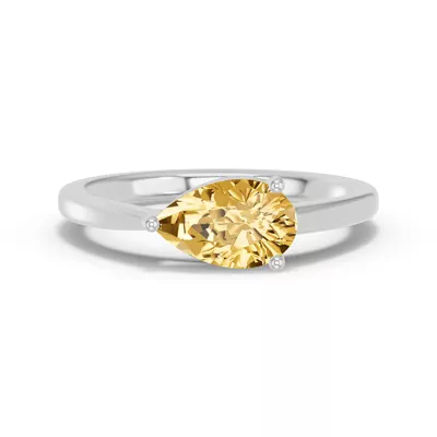 Pear-Shaped Citrine East-West Ring