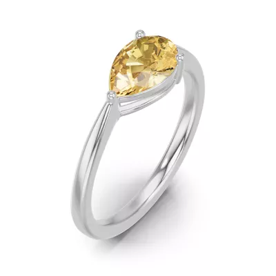 Pear-Shaped Citrine East-West Ring