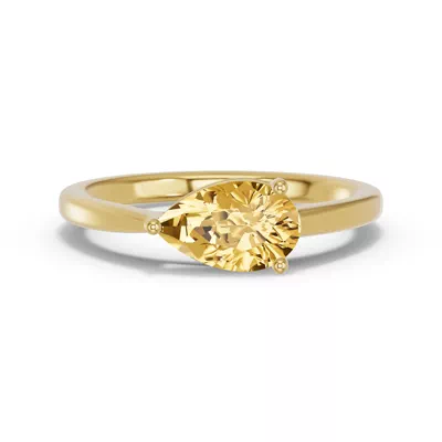 Pear-Shaped Citrine East-West Ring