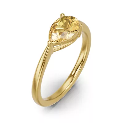 Pear-Shaped Citrine East-West Ring